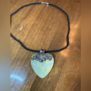 Vintage Ireland signed Connemara Marble  Shamrock 925 Sterling Silver